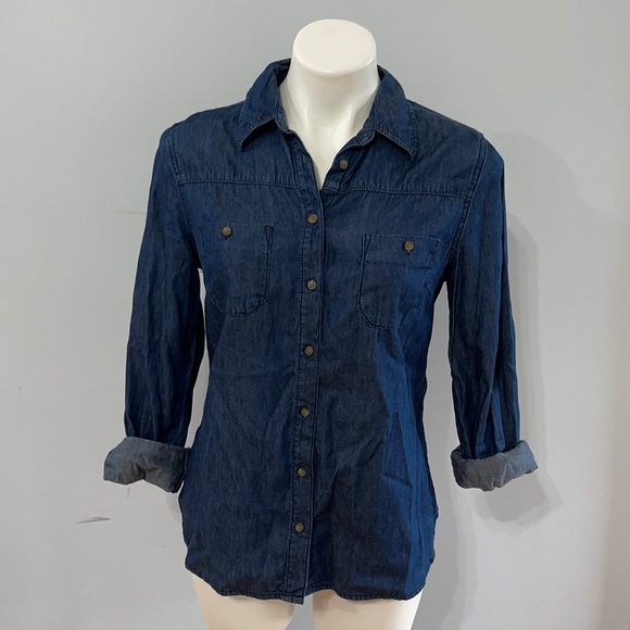 Merona Cotton Blue Denim Button Down Shirt - Picture 10 of 10